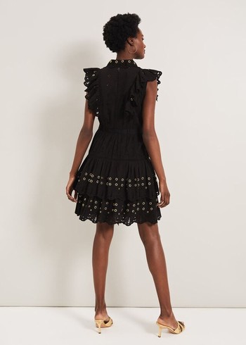 Phase Eight Ana Ruffle Dress Black USA | 9376450-JD